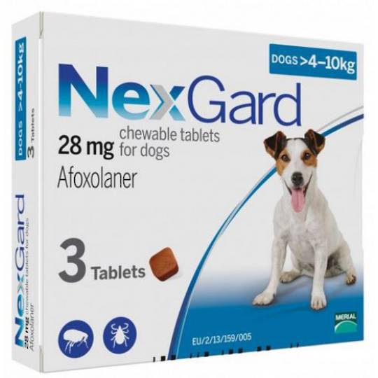 NexGard Chewable Flea Treatment for Small Dogs 4-10kg (Blue / 3 chewable)